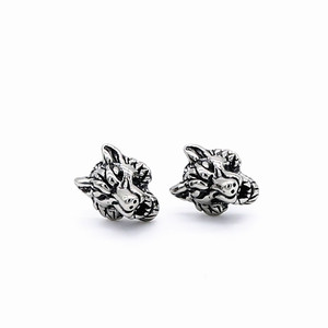 Yunnique – boucles d'oreilles tête de loup en acier titane, bijoux tibétains en argent pour hommes et femmes, Design Unique et à la mode - Product Image 5