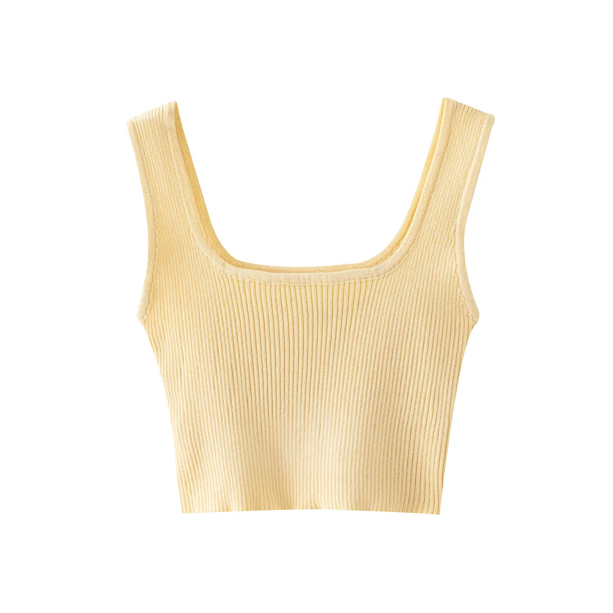 S3154C di buona qualità Y2K donna casual top giallo lavorato a maglia canotte elastiche donna estate sexy crop top in maglia