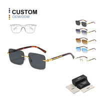 Super prix, haute qualité, nouveau style, lunettes de soleil sans monture, lunettes de soleil carrées en métal tendance