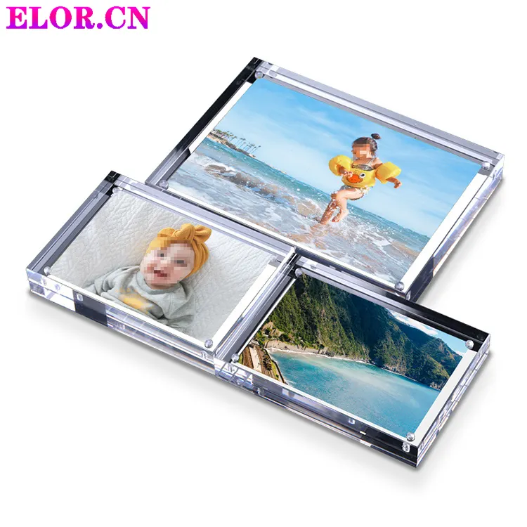 Modern High Magnetism Thick Transparent Acrylic Photo Frame For Installing Pictures, Drawing And Certification Placed On Table