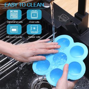 Bac congélateur en silicone pour aliments pour bébés Morsure d'œuf <span class=keywords><strong>maison</strong></span> avec couvercle à clipser Stockage empilable et réutilisable pour aliments pour bébés - Product Image 5