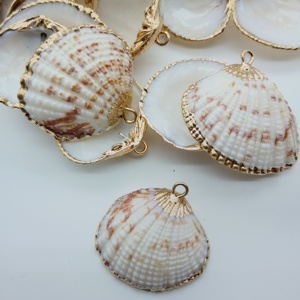 Varios nuevos encantos de playa de concha <span class=keywords><strong>Real</strong></span> Enfoque de concha moda oro Natural sumergido <span class=keywords><strong>almeja</strong></span> encantador pequeño Vieira DIY encantos - Product Image 5