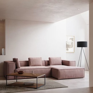 Sofá de Terciopelo Corduroy Block PT6121, Sofá Seccional de Esquina para Sala de Estar con Chaise Longue, Cojín de Esponja Resistente - Product Image 2