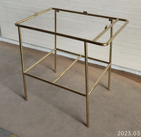 Table Centrale en Acier Inoxydable Cadre Métallique Table Basse Table de Présentation Géante Banc d'Entrée Console Luxueux Laiton Satiné Tendance Victorienne