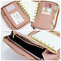 Vente en gros classeur rose mignon à 6 anneaux classeur femmes filles en cuir PU portefeuille Padfolio cahier Budget Binderm planificateur avec poches