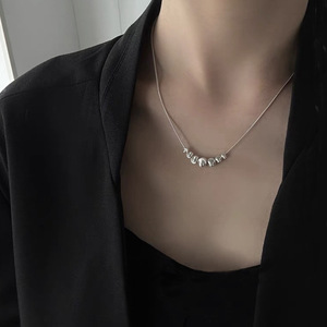 Collar de plata de ley S925 con diseño de hueso de serpiente, cuentas de ojo de gato cepilladas, cadena para clavícula, para mujer, uso diario. - Product Image 5