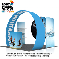 Stand d'exposition intérieur en tissu tendu recyclable, imprimé sur mesure OEM/ODM, pour marque de boissons sportives, avec arche en U, thermolaqué