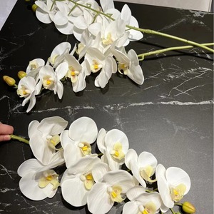 Orchidées blanches, 9 tiges <span class=keywords><strong>d</strong></span>'orchidées, fleurs artificielles, toucher réel, latex, branches <span class=keywords><strong>d</strong></span>'orchidées Phalaenopsis artificielles pour la <span class=keywords><strong>d</strong></span>écoration de table - Product Image 2