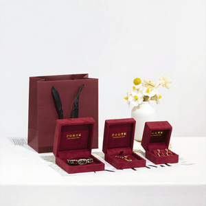FORTE Red High-end Simple <b>Jewelry</b> Packaging Set <b>Box</b> with Magnetic Closure <b>Velvet</b> Lining for Rings and Necklaces - Product Image 3