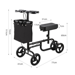 Vélo d'assistance à la marche avec coussin de siège en PU, pliable, pour la rééducation des personnes âgées, noir - Product Image 4
