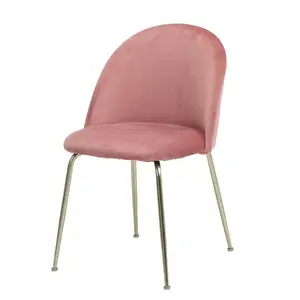 유럽 현대 스타일 공정한 가격 스테인레스 스틸 골드 프레임 핑크 패브릭 의자