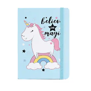 Conception personnalisée étudiant animal motif cheval bleu en cuir cahier avec stylo papier mignon bloc-notes