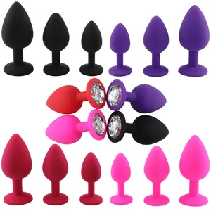 Colokan Bokong Aman, Mainan Klitoris Vagina Plug Anal dengan Perhiasan Dapat Dilepas 3 Buah/Set