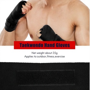 Gants de Taekwondo noirs avec support de poignet réglable, protection de la paume et fermeture auto-agrippante pour l'exercice physique des hommes - Product Image 1