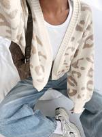 Cardigan en tricot jacquard personnalisé pour femme, col en V, manches longues, coupe oversize, décontracté et chaud, OEM ODM