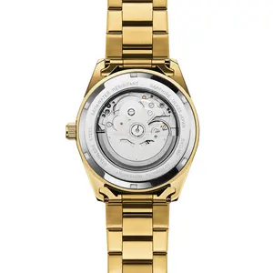 Orologio da polso da uomo in acciaio massiccio design di marca di lusso con pietre trasparenti placcatura PVD sulla cassa dell'orologio e sul braccialetto dell'orologio giappone automatico