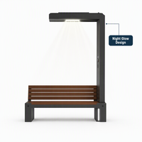 Banc solaire intelligent moderne et durable avec système de charge sans fil de haute technologie et WiFi pour les sièges publics commerciaux et les parcs