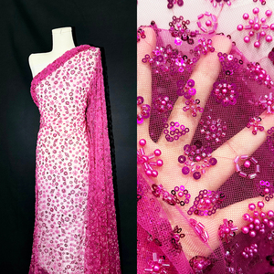 Bán buôn tùy chỉnh giá bán buôn khô ren vải phi Bridal sequin vải tuyn ren lưới hạt vải thêu các nhà sản xuất - Product Image 2