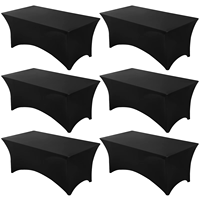 Lot de 6 nappes de table élastiques noires à motif uni pour mariage, rectangulaires de 8 pieds (96L x 30W x 30H pouces)
