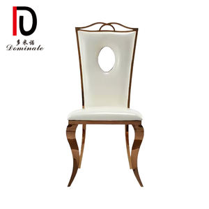 งานแต่งงานที่หรูหราเก้าอี้บัลลังก์กษัตริย์เก้าอี้โรงแรมสูงกลับสแตนเลสสีขาวหนัง Pu รับประทานอาหารเก้าอี้พระราช - Product Image 1