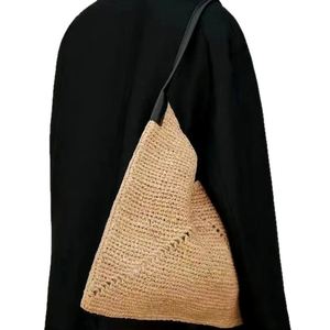Grand sac en paille tressée pour l'église et les cadeaux religieux, sac de plage en raphia à bandoulière unique - Product Image 4
