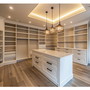 Vente flash : Armoire en bois avec porte en verre, design moderne gris, dressing avec îlot central - Product Image 4