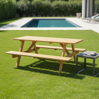 Table et bancs de pique-nique pliables en bois massif, style ferme moderne, pour usage extérieur dans le jardin, la cour, le parc et l'école