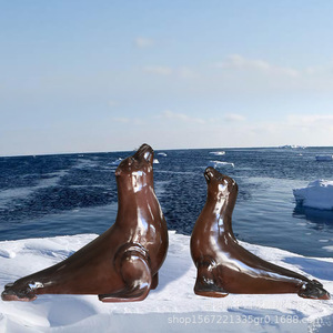 Fiberglass Simulated Sea Lion Sculpture <b>Large</b> Outdoor Floor Mount Animal Figure Decorative <b>Ornament</b> - Product Image 3