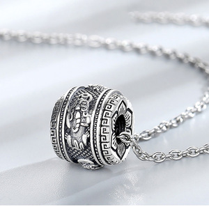 Men's Retro Pi Xiu Cool Chinese Lucky <strong>Pray</strong> Necklace Trendy Old Rope Pendant Rotatable Beads Personalized Collarbone <strong>Chain</strong> - Product Image 1