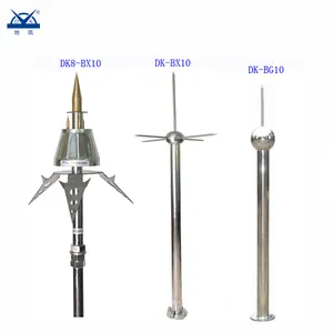 DK8-BX10 נירוסטה ברקים Arrester 1.6 מטר נחושת 7.5kg ESE ברקים הגנת מוט תאורת מוט