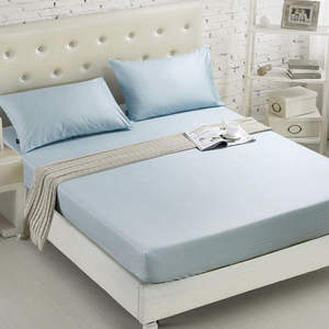 Ensemble de literie Saint Classic lavable de couleur blanc pur, <span class=keywords><strong>drap</strong></span> <span class=keywords><strong>plat</strong></span> et <span class=keywords><strong>drap</strong></span>-housse en tissu de coton - Product Image 3