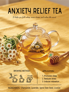 Té Winstown para aliviar la ansiedad, 30 bolsitas de té de hierbas de manzanilla para la serenidad, té de lavanda para calmar la mente, dormir y aliviar el estrés. - Product Image 3