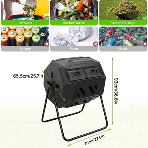 160L Outdoor Tumbling <strong>Composter</strong> Dual <strong>Rotating</strong> Batch <strong>Composting</strong> <strong>Bins</strong> Moving Type Turner Machion <strong>Composter</strong> for Garden Yard - Product Image 3