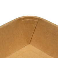 Conteneur alimentaire en papier kraft à fond plat carré avec couvercle en PET, bol à salade à emporter, boîte à lunch écologique pour la restauration