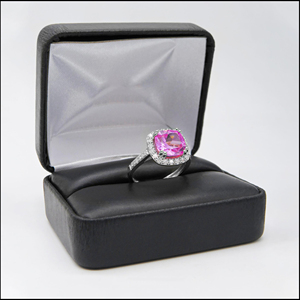 SGARIT custom 14K gold <b>Cushion</b> Cut LAB Pink sapphire gemstone <b>Ring</b> With Pave Diamond Halo Women's Luxury Engagement <b>Ring</b> Jewelry - Product Image 5
