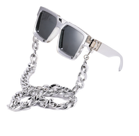 Millionaire lunettes de soleil pour femmes hommes luxe strass diamant chaîne plaqué or cadre lunettes de soleil en jaune bleu café nuances