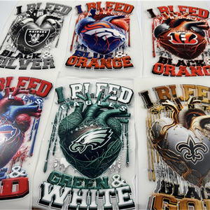 NFL <span class=keywords><strong>Heart</strong></span> Design Transfert de chaleur DTF Production Factory Pet Material Plastisol lavable et durable Sérigraphies Transfert de chaleur - Product Image 3