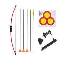 Ensemble d'arc long traditionnel pour jeunes, arc de tir à l'arc pour enfants, arc pour débutants avec flèches en fibre de verre, protège-doigts, protège-bras pour le tir