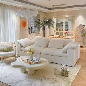 <span class=keywords><strong>Canapé</strong></span> d'angle moderne trois places en <span class=keywords><strong>tissu</strong></span> coton-lin, pliable, durable, entièrement lavable, style crème pour petit appartement, salon - Product Image 2