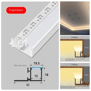 แผ่นฝ้าเพดานแผ่นฝ้าเพดานแผ่นปูนฉาบผนังยิปซั่มในโปรไฟล์ LED อะลูมิเนียม K6-1 - Product Image 2