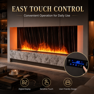 <span class=keywords><strong>Insert</strong></span> de <span class=keywords><strong>cheminée</strong></span> électrique moderne à vapeur d'eau avec atomiseur ultrasonique 3D, flamme LED, télécommande et contrôle par application intelligente - Product Image 4
