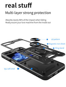 Nouvelle <span class=keywords><strong>coque</strong></span> de protection arrière multicouche robuste avec support anneau pour Samsung Galaxy <span class=keywords><strong>Z</strong></span> <span class=keywords><strong>Flip</strong></span> 3 <span class=keywords><strong>4</strong></span> 5 6 7 - Product Image 6
