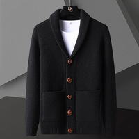 Cardigan en laine grande taille pour hommes avec bouton en corne Automne Hiver Nouvelle version Fermeture éclair