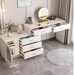 Modern lüks Dresser aynalı mobilya Set oturma odası yatak vanity masa depolama ahşap makyaj soyunma tablo
