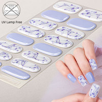 Usine OEM Mix Fleurs 22 bandes Blue Ice Flora 100% Real Polish Uv Harden Free Gel Nail Stickers