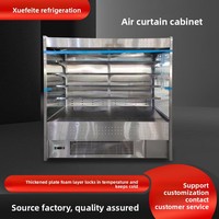 Vitrine réfrigérée commerciale en acier inoxydable à rideau d'air pour supermarché, boissons, fruits, légumes et brochettes chaudes