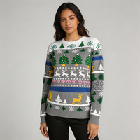 Pull en tricot personnalisé pour Noël, col rond, manches longues, pour les fêtes d'hiver