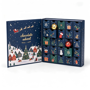Boîte en forme <span class=keywords><strong>de</strong></span> <span class=keywords><strong>livre</strong></span> bleu marine personnalisée, boîte <span class=keywords><strong>de</strong></span> <span class=keywords><strong>calendrier</strong></span> <span class=keywords><strong>de</strong></span> <span class=keywords><strong>l</strong></span>'<span class=keywords><strong>avent</strong></span> <span class=keywords><strong>de</strong></span> Noë<span class=keywords><strong>l</strong></span> à 25 tiroirs avec impression Xms, boîte cadeau pour offrir des bonbons <span class=keywords><strong>de</strong></span> fête - Product Image 1