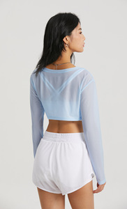 Séchage rapide respirant Jacquard à manches longues Gym Yoga Blouse chemise léger entraînement exercice entraînement porter des vêtements pour les femmes - Product Image 5