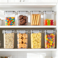 Contenants de stockage alimentaire en plastique transparent avec couvercles, sans BPA, empilables, pour la cuisine et le garde-manger - Céréales, pâtes, nouilles, riz, en-cas